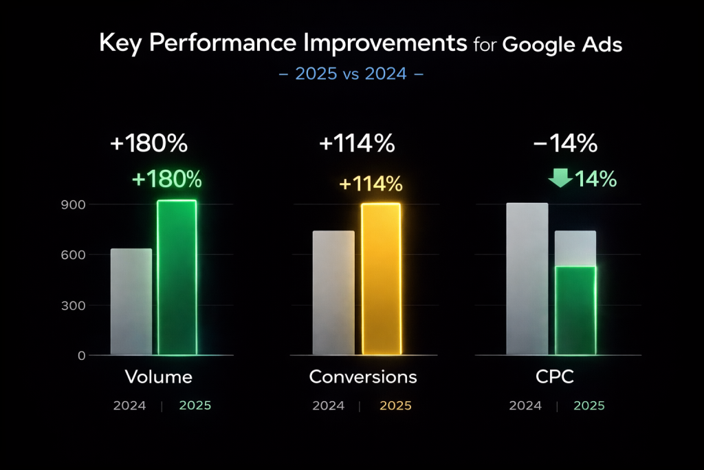 Google Ads Performance - 2025 vs 2024 - Right Away Sewer and Drain Cleaning